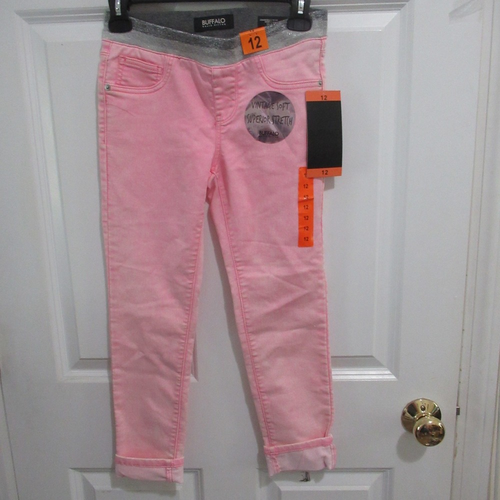 Buffalo Skinny Jeans Girls 12 Pink NWT Convertible Mid Rise Comfort Stretch